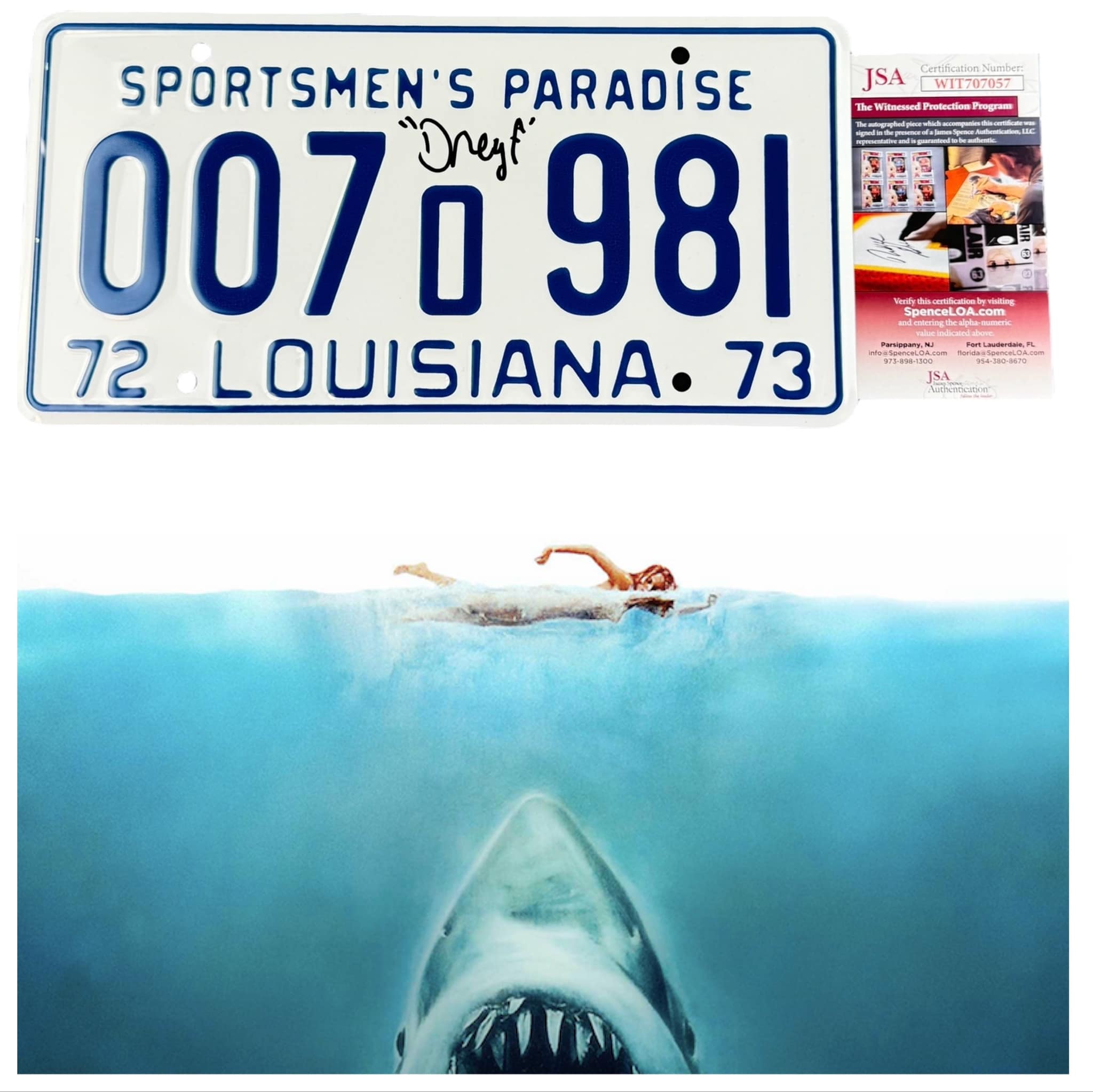 CSR Collectibles - Richard Dreyfuss signed License Plate Matt Hooper Jaws