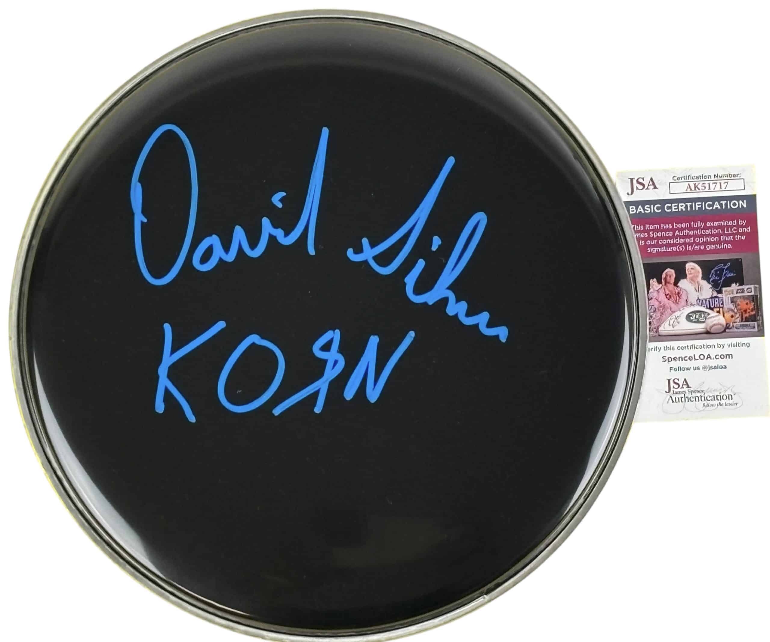 David Silveria signed 12" Drum Head Korn img