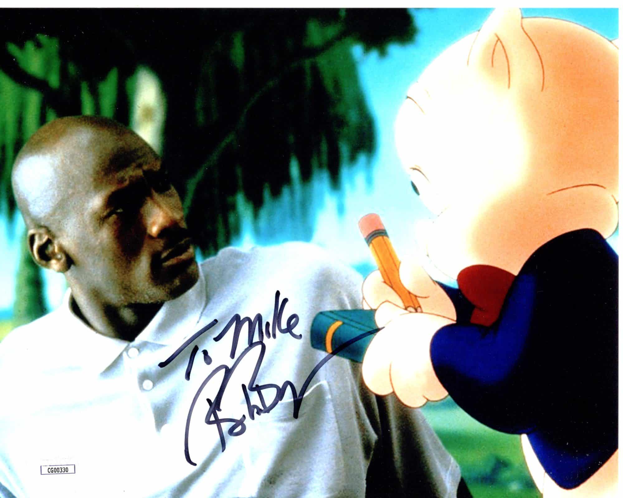 Bob Bergen signed 8x10 Photo Porky Pig Space Jam TO MIKE img