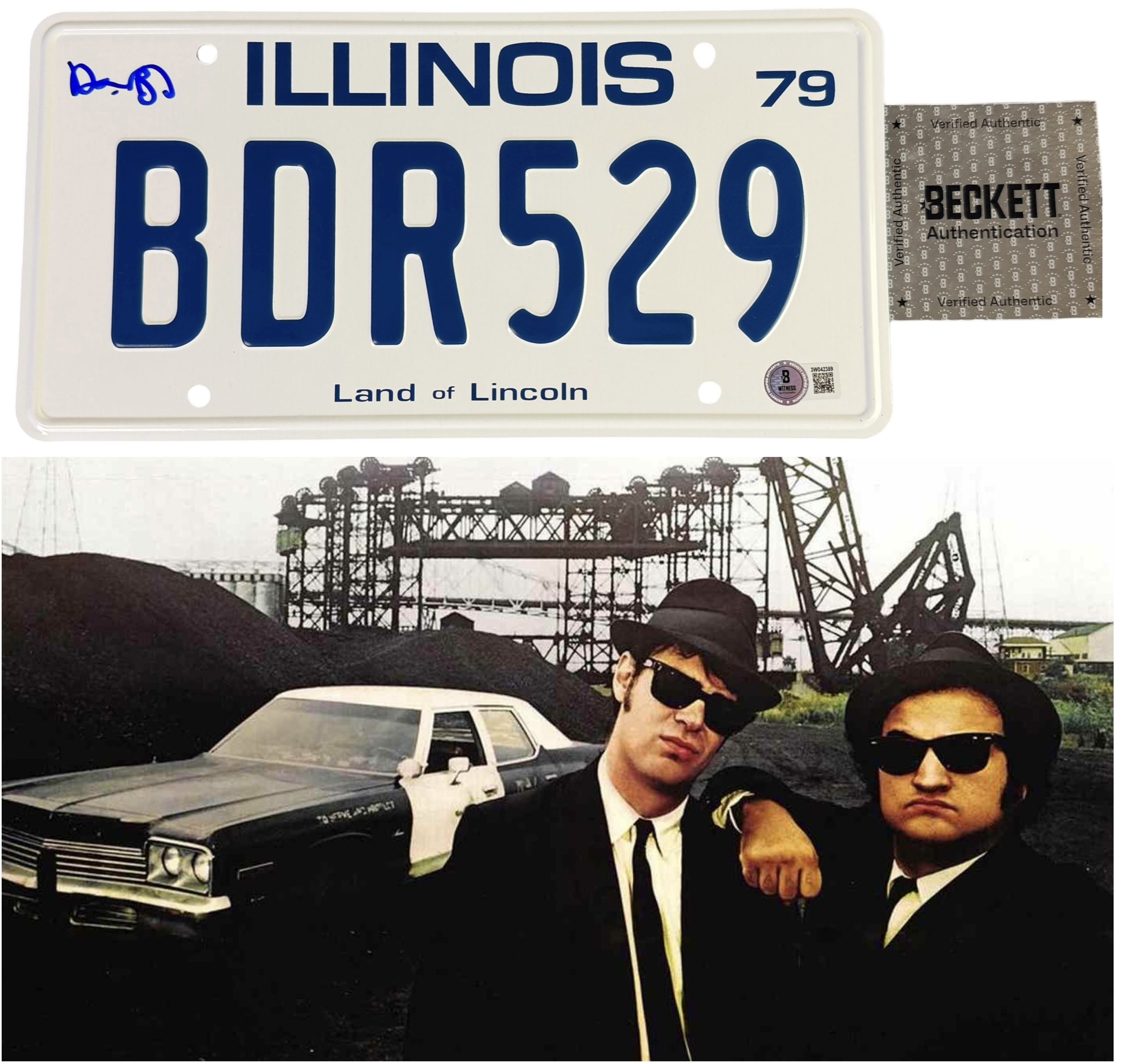 Dan Aykroyd signed License Plate Elwood J. Blues - The Blues Brothers img